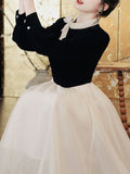 Ballet Sweet Pearl Collar Vintage Little Black And White Dress