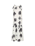 White Floral Print Sleeveless Vintage Style Maxi Dress