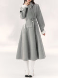 1950S Grey Lace Butterfly Bow Vintage Long Coat