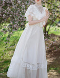 White Lace Pleat Edwardian Revival Vintage Wedding Dress