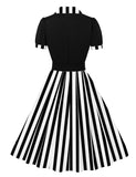 Beetlejuice Costume 1950S Short Sleeve Dress With Black and White Vertical Stripe