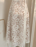 White Lace Spaghetti Strap Gown Party Dress